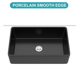 Sunvega 33 Inch White Porcelain Ceramic Farmhouse Kitchen Sink Workstation with Reversible Apron