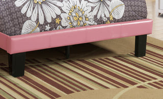 Sunvega Pink Faux Leather Upholstered Twin Size Platform Bed with Wooden Slats