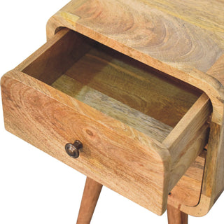 Sunvega Solid Mango Wood Nightstand with Two Drawers Oak-ish Finish