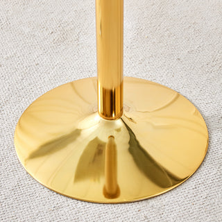 Sunvega Modern Round Tempered Glass Dining Table with Gold Metal Legs for 4-6