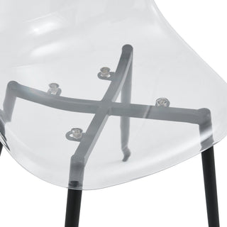 Sunvega Modern Minimalist Transparent PET Plastic Dining Chair with Gold Plated Legs