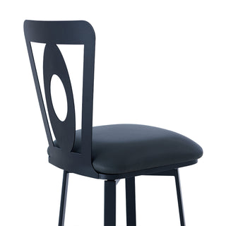 Sunvega Armless Lightweight Counter Height Barstool with Gray Faux Leather and Tall Back