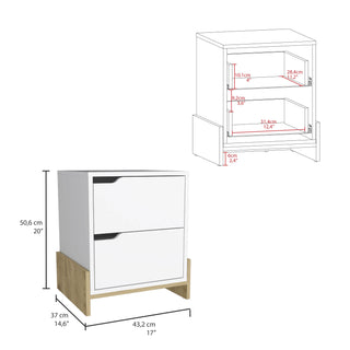 Sunvega Modern Nightstand with Two Spacious Drawers and Sleek Base