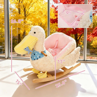 Sunvega ASTM-F963 Certified Spring Rocking Horse with Plush Fabric and Animal Sounds