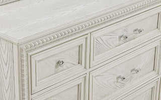 Sunvega Antique White Finish Contemporary Six-Drawer Storage Dresser with Bar Handles