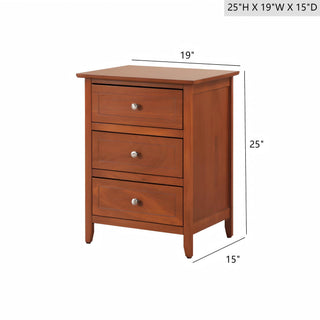 Sunvega Transitional Oak Nightstand With Three Drawers For Bedroom