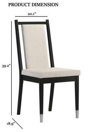 Sunvega Contemporary 2pc Side Chair with Angled Back and Arrow Legs in Black White Finish