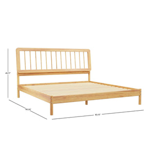 Sunvega Solid Pine Wood King Spindle Bed with Slat-Back Design