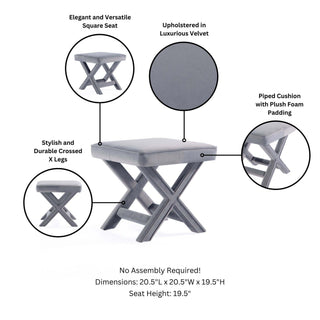Sunvega Mid-Century Modern Velvet Accent Bench with X-Crossed Legs for Living Room