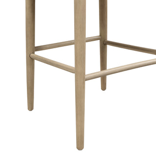 Sunvega Mid Century Modern Bar Stools with Puffy Fabric Seat and Footrest Set of 2