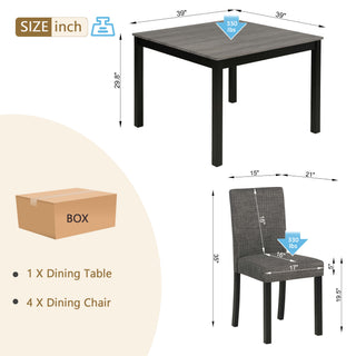 Sunvega Modern 5-Piece Dining Table Set with Upholstered Chairs for Kitchen and Dining Room