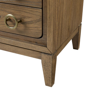 Sunvega Modern Latte Finish Nightstand with USB Charging and 3 Storage Drawers