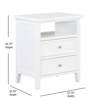Sunvega Weston Midnight Blue 2-Drawer Nightstand with Nickel Knobs and Open Shelf
