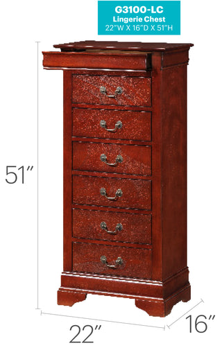 Sunvega Elegant Cherry Traditional Lingerie Chest with Spacious Drawers for Bedroom