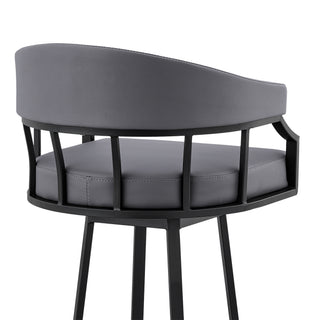 Sunvega 26 Inch Swivel Slate Gray Faux Leather Bar Stool with Metal Footrest