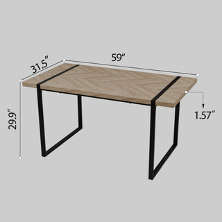Sunvega Modern Industrial Rectangular MDF Light Wood Dining Table for 4-6 People