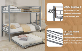 Sunvega Sturdy Metal Twin over Twin Bunk Bed with Safety Guardrail and Noise Reduced