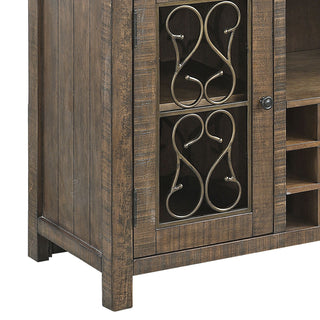 Sunvega Weathered Cherry Finish Bench with PU Leather Cushion and 16" Floor Clearance