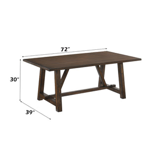 Sunvega Kaelyn Dark Oak Finish Rectangular Dining Table with Trestle Base