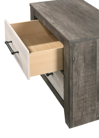 Sunvega Farmhouse Style Nightstand with Two-Tone Finish and Two Drawers