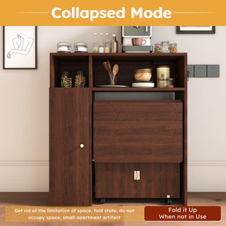 Sunvega Multifunctional Folding Dining Table with Wall-Mounted Sideboard and Storage