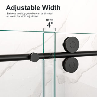 Sunvega Frameless Single Sliding Shower Door with 8mm Tempered Glass and Chrome Finish