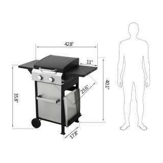 Sunvega 2-Burner Propane Gas BBQ Grill With 24600BTU Output And Foldable Side Table