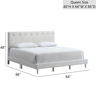Sunvega Soft Teddy Bear Wheat Color Fabric Upholstered Queen Platform Bed
