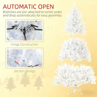 Sunvega Pencil Artificial Xmas Tree with Faux Snow Flocked Full Branch Tips Flame-retardant