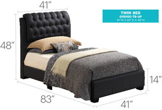 Sunvega Twin Bed with Sleek Black Finish and Modern Design for Bedroom