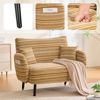 Sunvega Modern Two-Seater Sofa with Tufted Backrest and Convenient Side Storage Pockets