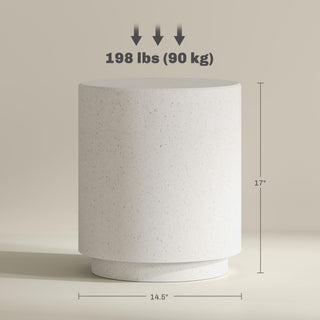 Sunvega Lightweight Imitation Terrazzo Accent Table with Adjustable Feet Cream White