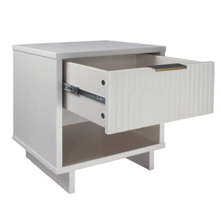 Sunvega Modern Contemporary Glam Nightstand with Gold Steel Handles for Bedroom
