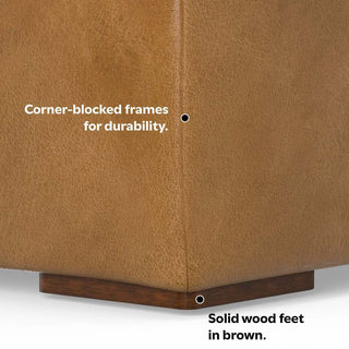 Sunvega Modern Boxy Ottoman in Sienna Kind Leather for Flexible Seating