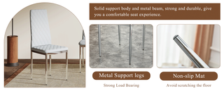 Sunvega Modern Minimalist Dining Chairs Set of 4 with PU Seat and Silver Metal Legs
