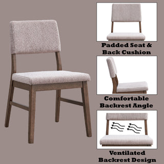 Sunvega Scandinavian Style Dusty Mauve Corduroy Padded Side Chair Set of 2