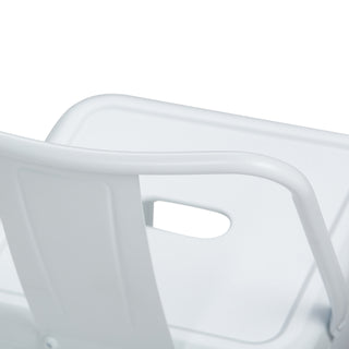 Sunvega White Metal Bar Stools with Curved Back and Foot Rest Set of 2