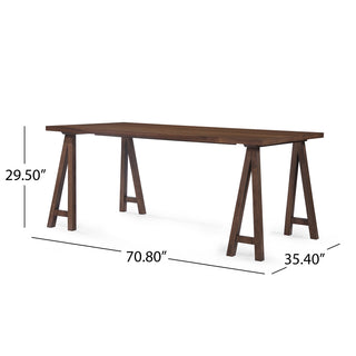 Sunvega 71" Rectangular Farmhouse Wood Dining Table Made from Rubberwood and Natural Oak