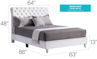 Sunvega Elegant White Transitional Queen Bed with Sleek Finish and Spacious Dimensions
