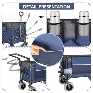 Sunvega Multi-Functional Push-Pull Folding Wagon Cart with 360° All-Terrain Wheels