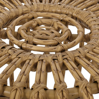 Sunvega Boho Handcrafted Rattan Coffee Table with Faux Weave for Outdoor Decor