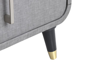 Sunvega PU Wrapped Nightstand with Storage Drawer and Cabinet on Wooden Legs