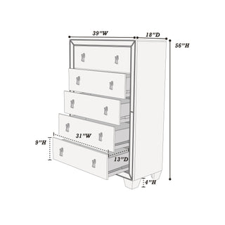Sunvega Traditional Silver Finish Stainless Deco Panel Nightstand with Hanging Pulls