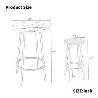 Sunvega Foldable Counter Height Bar Table Set with 2 Stools for Kitchen