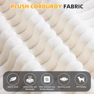 Sunvega Plush Corduroy Convertible 2-in-1 Sofa Bed with Blanket and Pillows