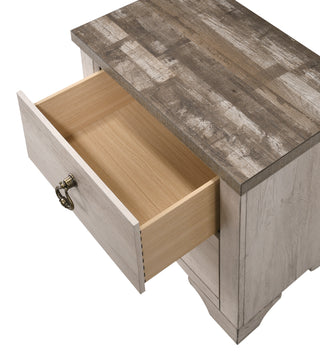 Sunvega Cottage Style Distressed Two Drawer Nightstand with Driftwood Finish
