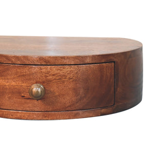 Sunvega Solid Mango Wood Wall Mounted Bedside with One Drawer Honey Caramel