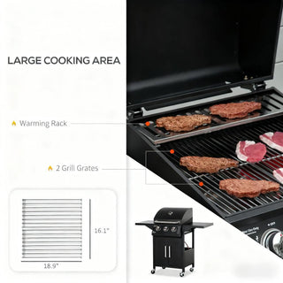 Sunvega 2 Burner Portable Gas BBQ Grill with Lid Thermometer and Foldable Legs
