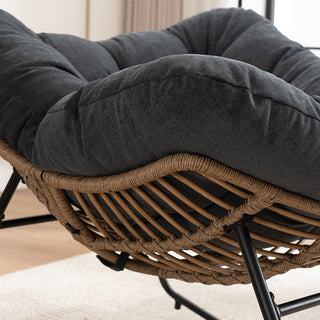 Sunvega Wicker Papasan Lounge Rocking Chair for Indoor and Outdoor Relaxation