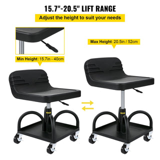 Sunvega 300LBS Capacity Adjustable Rolling Garage Stool with Tool Tray and Wheels